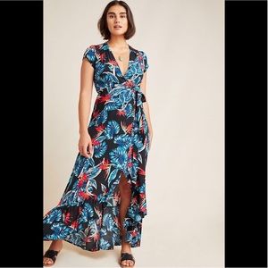 NWT Anthropologie Ibiza tropical maxi wrap dress